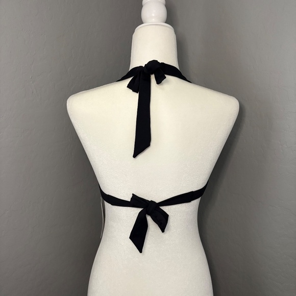 MICHAEL Michael Kors Womens Gold Tone Logo-Ring Black Halter‎ Bikini Top M - Picture 2 of 7